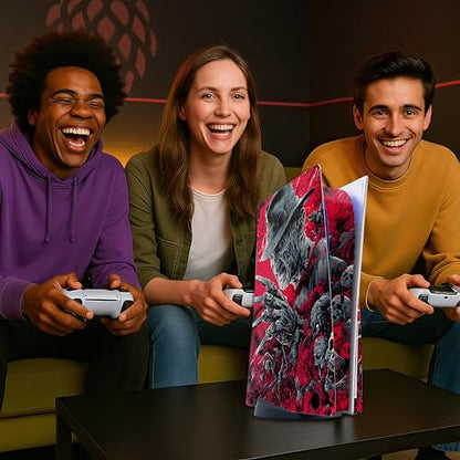 Skin Sticker for Game Console 5 Cover, Both Disc & Digital Edition (not Slim Version) - Horror Zombie, Removable Decal Cover for 2 Controllers & Console