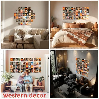 HK Studio Western Wall Decor - Cowboy Wall Art, Unframed 48 Pcs 4" x 6"