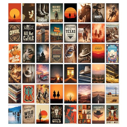 HK Studio Western Wall Decor - Cowboy Wall Art, Unframed 48 Pcs 4" x 6"