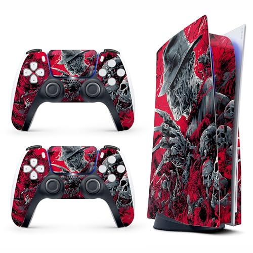 Skin Sticker for Game Console 5 Cover, Both Disc & Digital Edition (not Slim Version) - Horror Zombie, Removable Decal Cover for 2 Controllers & Console