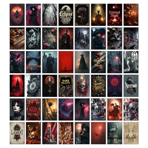 HK Studio Gothic Decor - Halloween Gothic Wall Decor, Unframed 48 Pcs 4" x 6"