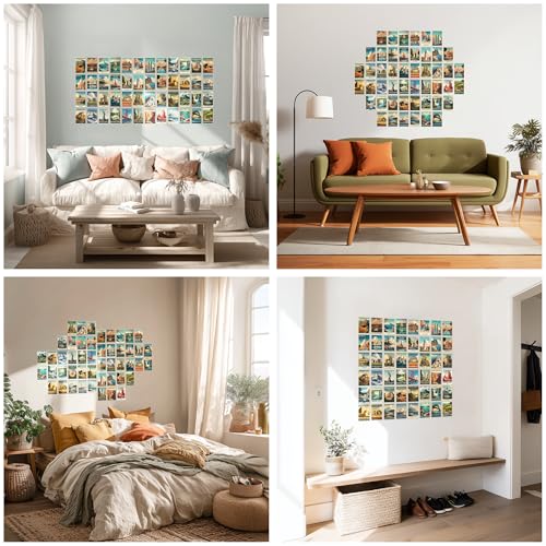 HK Studio Vintage Travel Postcards - Around The World Decorations, Vintage Travel Posters, Unframed 48 Pcs 4" x 6"