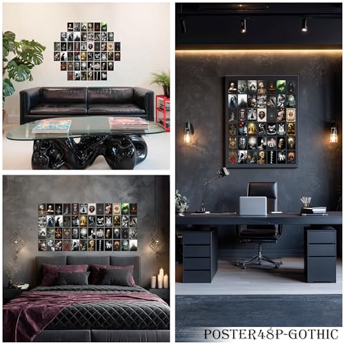 HK Studio Gothic Decor - Halloween Wall Decor, Unframed 48 Pcs 4" x 6"