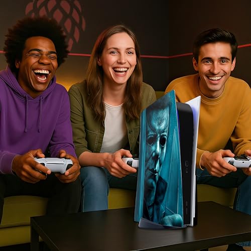 Skin Sticker for Game Console 5 Cover, Both Disc & Digital Edition (not Slim Version) - Horror Killer, Removable Decal Cover for 2 Controllers & Console