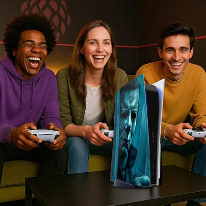 Skin Sticker for Game Console 5 Cover, Both Disc & Digital Edition (not Slim Version) - Horror Killer, Removable Decal Cover for 2 Controllers & Console