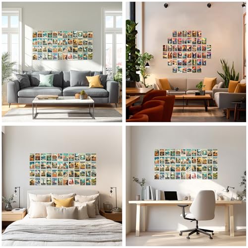 HK Studio Vintage Travel Postcards - Around The World Decorations, Vintage Travel Posters, Unframed 48 Pcs 4" x 6"