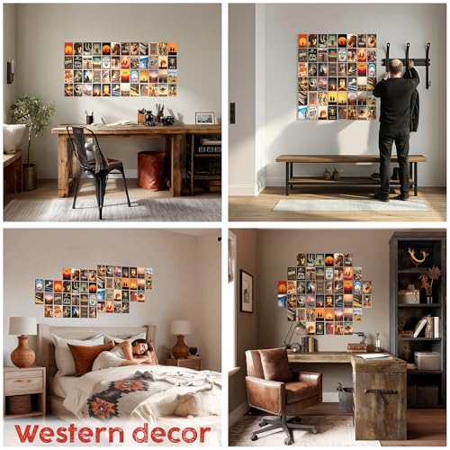 HK Studio Western Wall Decor - Cowboy Wall Art, Unframed 48 Pcs 4" x 6"