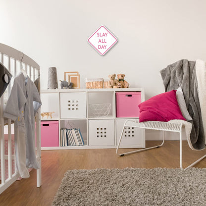 Preppy Room Decor, Slay All Day - Teen Girl Room Decor, 11" x 11"