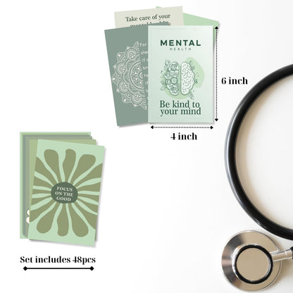 HK Studio Sage Green Mental Health Posters - Therapy Office Decor, Unframed 48 Pcs 4" x 6"