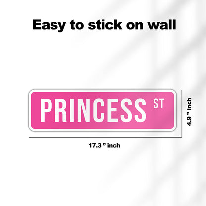 Princess Room Decor, Princess St Sign - Princess Wall Decor, 5" x 17"