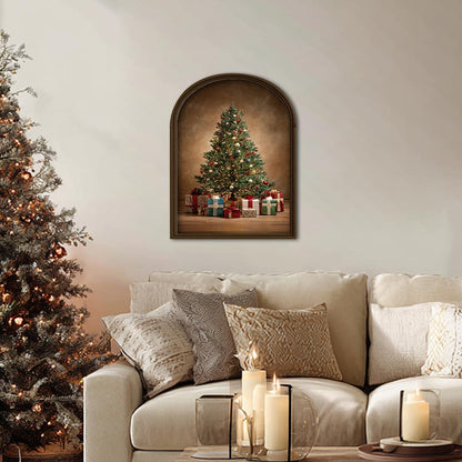 HK Studio Vintage Christmas Decor, Xmas Tree Artwork - Christmas Decorations, Unframed 13" x 17"