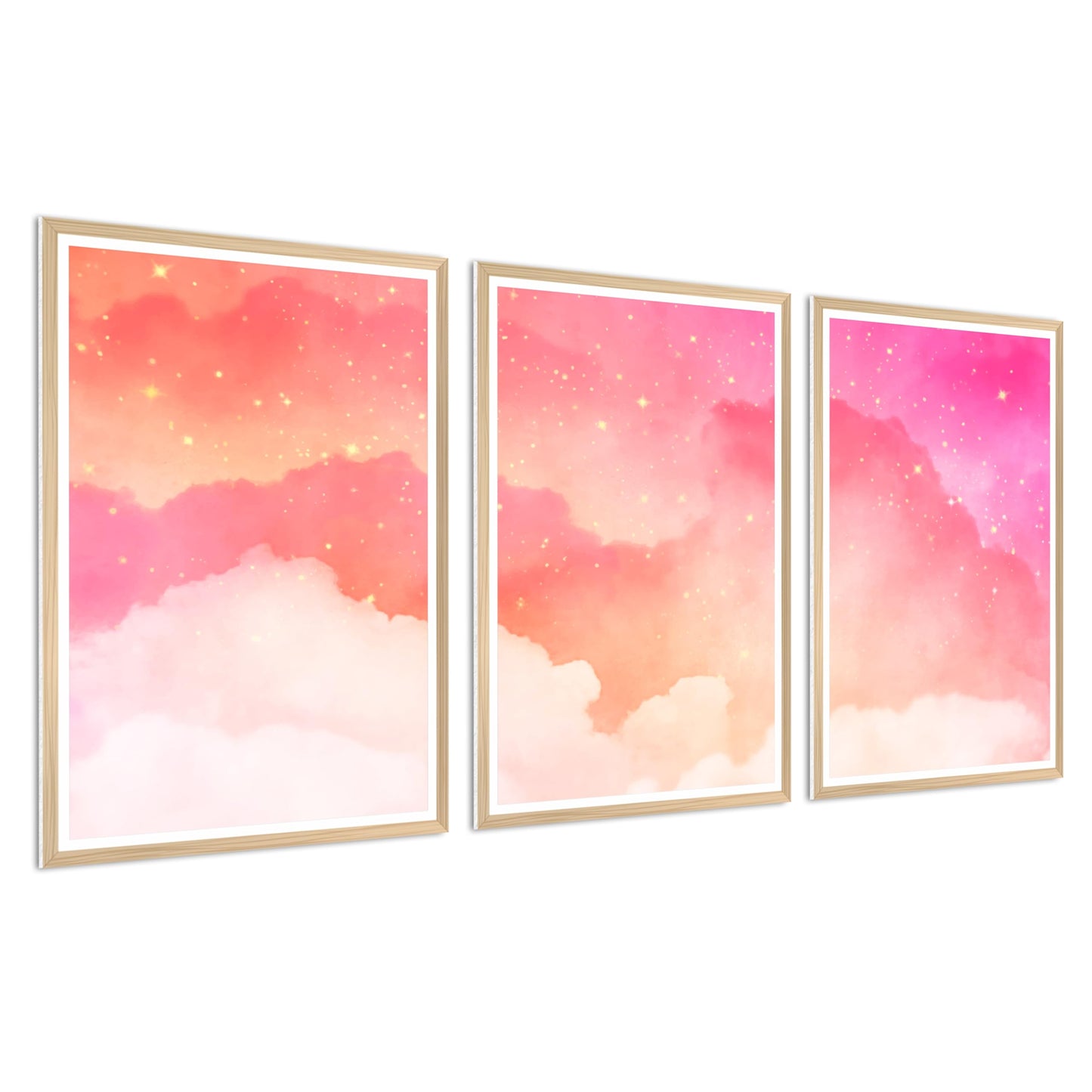 HK Studio Pink Wall Decor Coquette Aesthetic 11" x 17" Pack 3 - Cloud Pink Decor for Bedroom, Dorm, Living Room, Bathroom - Wall Posters Room Decor for Teen Girls