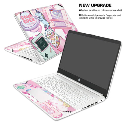 Laptop Skin Decal HP 14" - Kawaii Pixel Laptop Cover Sticker No Cutting Required, No Bubble, Waterproof, Scratch Resistant - Including Wide Screen and Wrist Pad