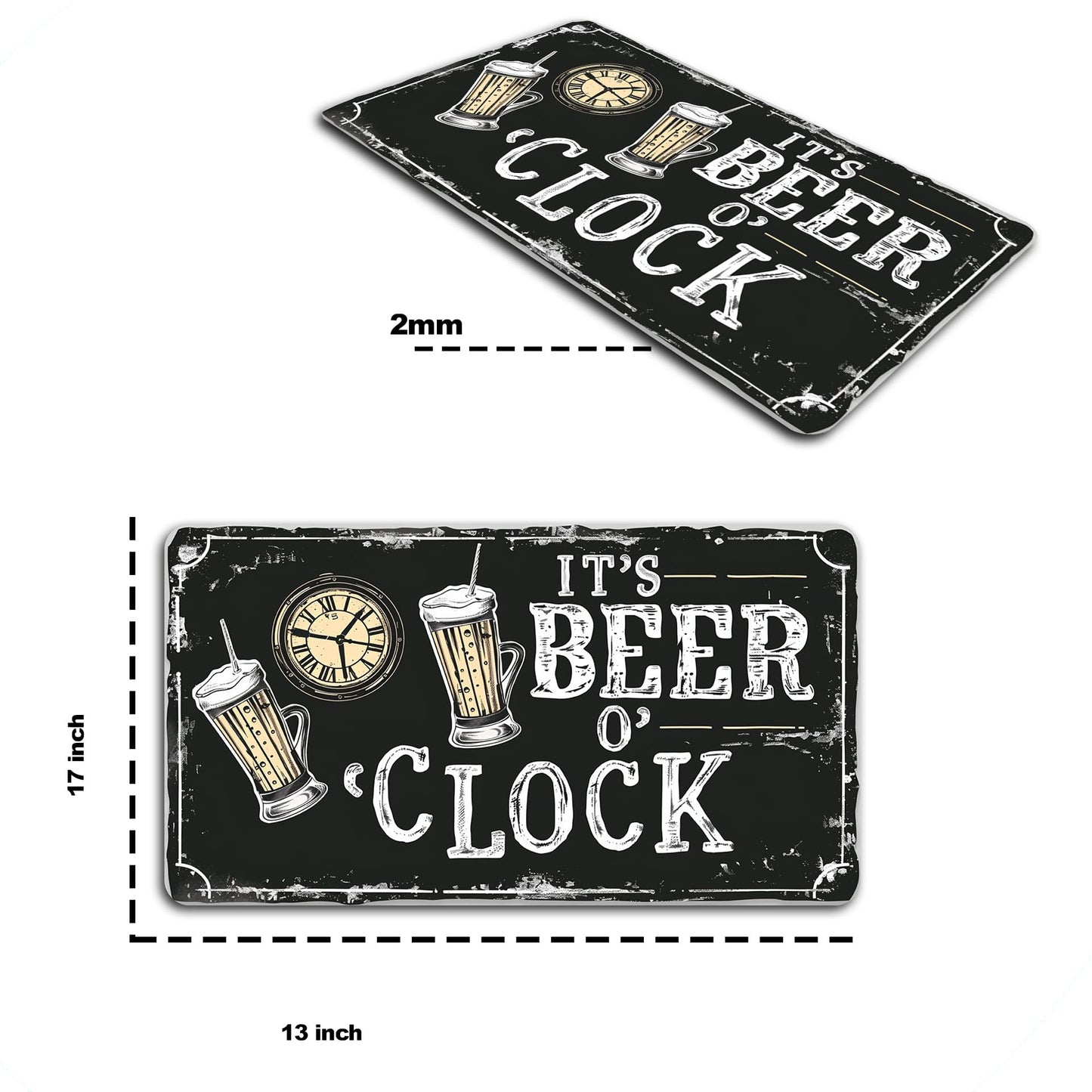 HK Studio Funny Bar Sign - It's Beer O'clock Bar Decor