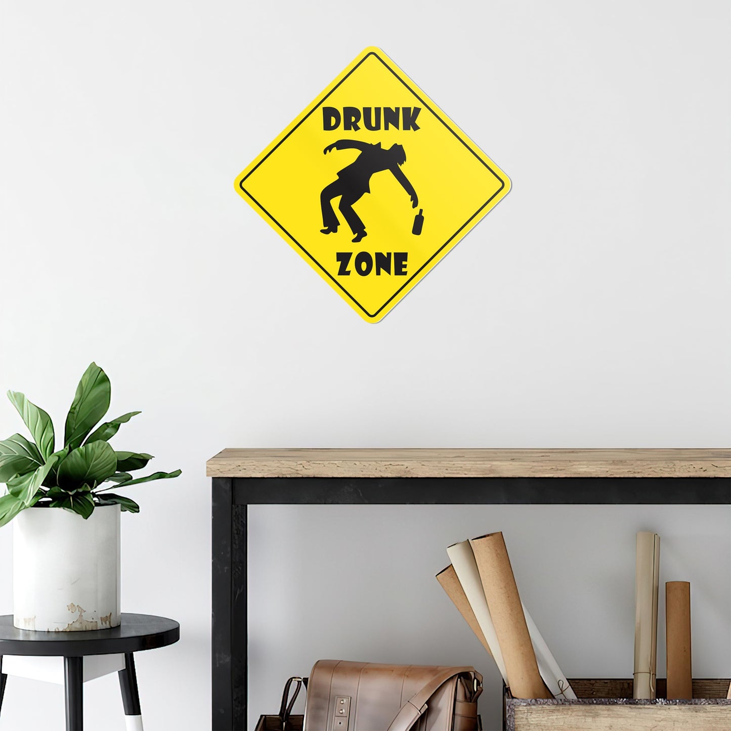 HK Studio Funny Street Sign for Man Cave 11" x 11" - Drunk Zone Bar Decor, Dorm Decor, Hippie Room Decor Aesthetic, Funky Decor