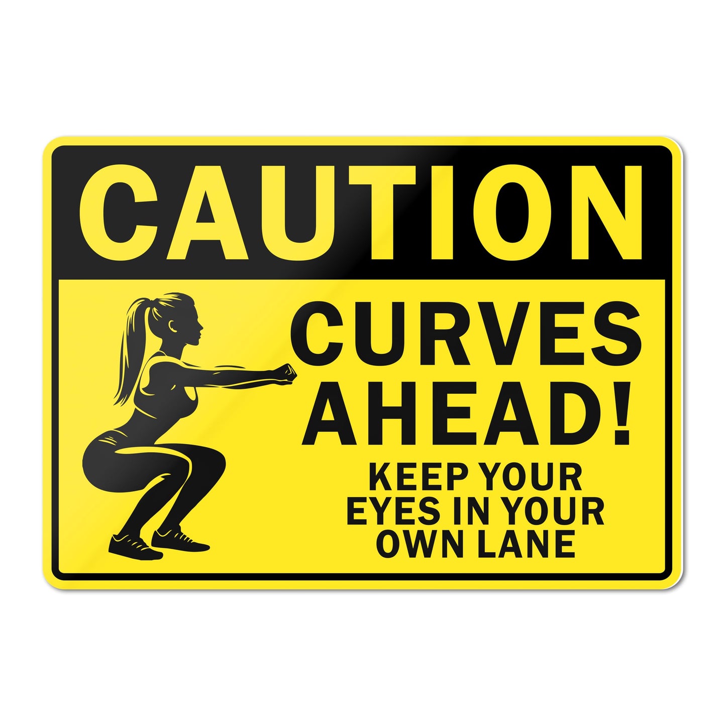 HK Studio Funny Street Sign for Teen Room 11" x 16" - Caution Curves Ahead Gym Decor, Dorm Decor, Hippie Room Decor Aesthetic, Funky Decor