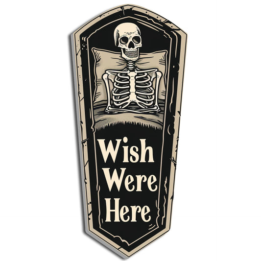 HK Studio Funny Gothic Decor Horror Posters 13" x 17" - Coffin Wish Were Here Halloween Decor, Dorm Decor, Gothic Home Decor, Funky Decor