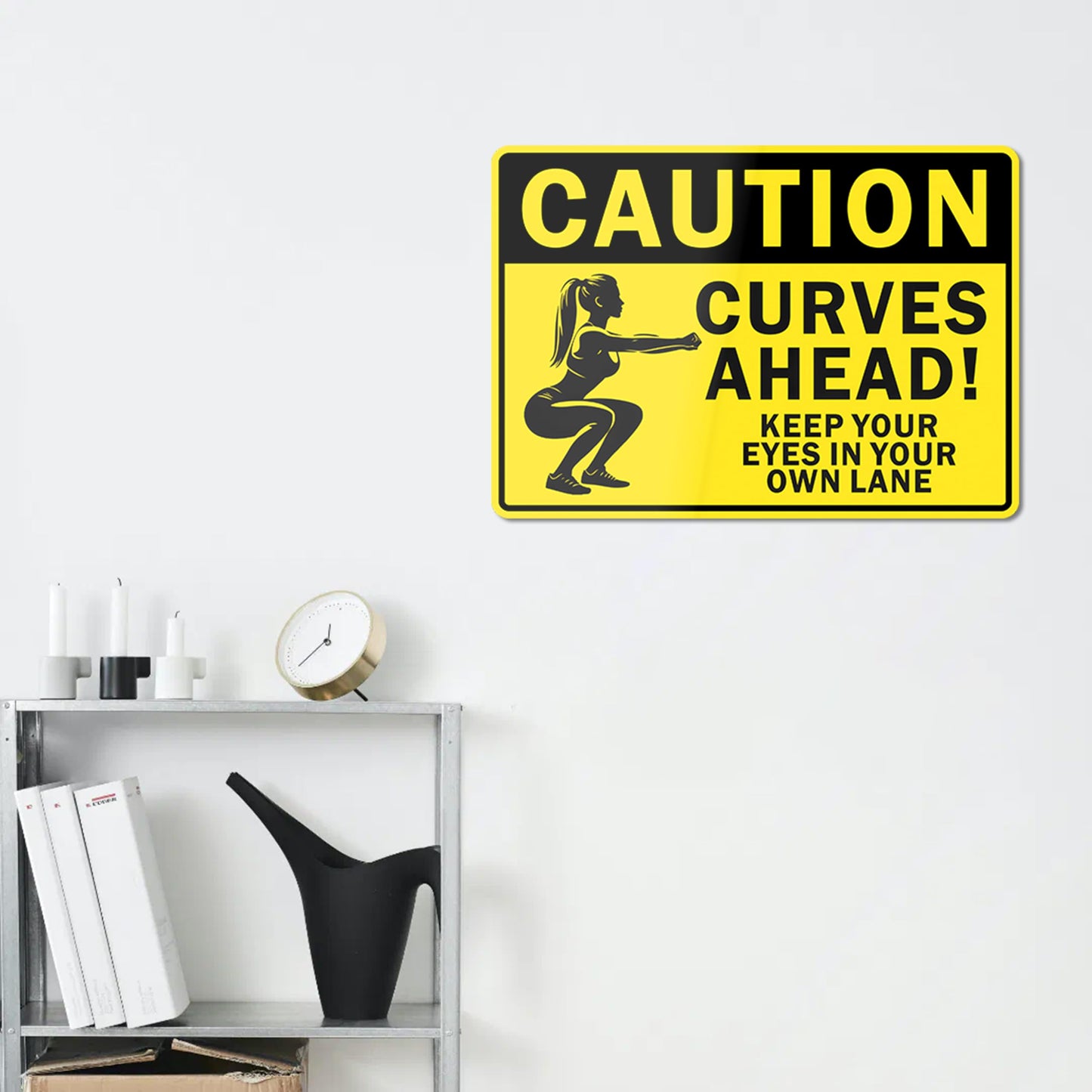 HK Studio Funny Street Sign for Teen Room 11" x 16" - Caution Curves Ahead Gym Decor, Dorm Decor, Hippie Room Decor Aesthetic, Funky Decor