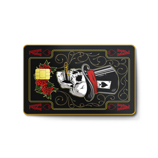 Debit Card Skin Cover Sticker - Skull Ace of Spades 4Pcs Credit Card Sticker Protecting & Personalizing Bank, EBT, Metro, Key Card - No Bubble, Slim, Waterproof, Removable