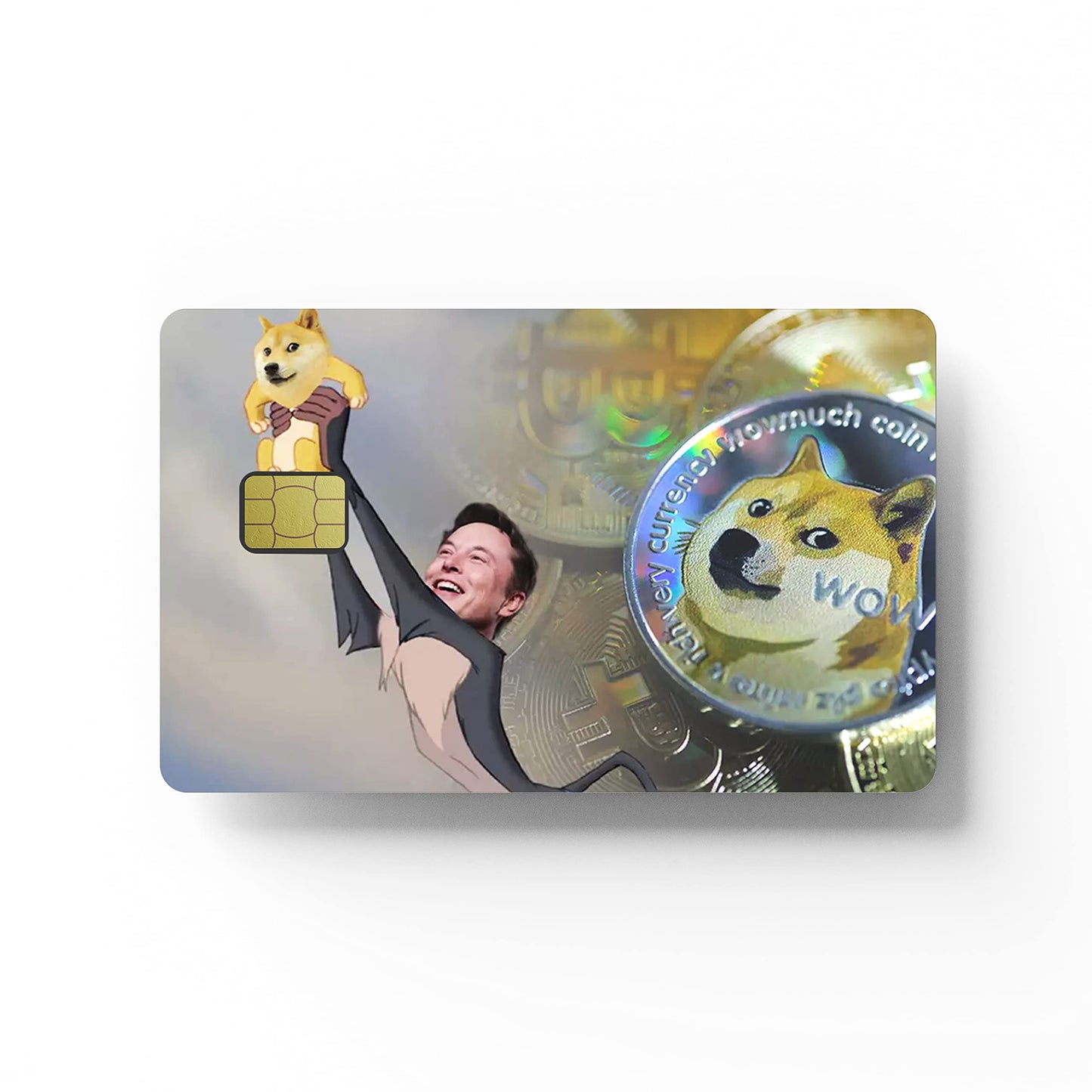 HK Studio Card Skin Sticker Dogecoin Meme for EBT, Transportation, Key, Credit, Debit Card Skin - Covering and Personalizing Bank Card - No Bubble, Slim, Waterproof, Digital-Printed