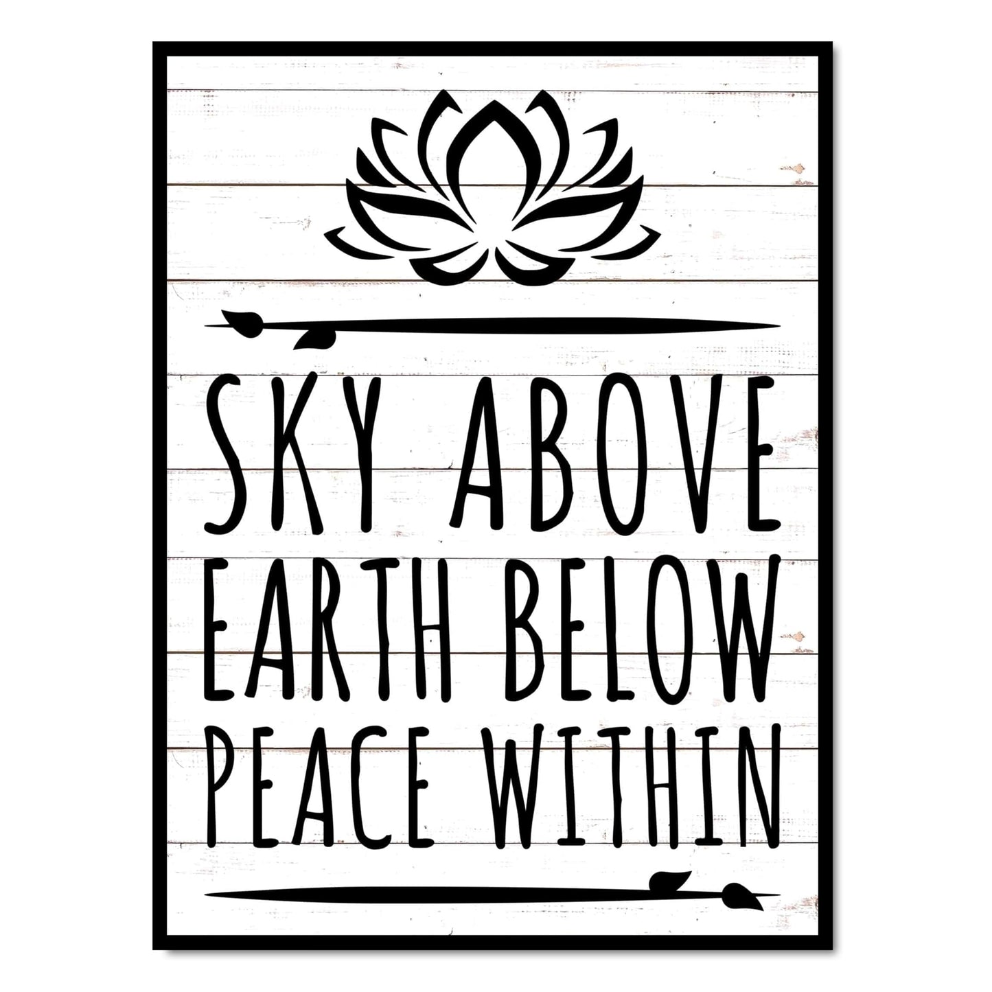 Buddha Wall Art Zen Decor 13" x 17" - Illusiion Framed Sky Above Earth Below Peace Within Buddha Decor, Yoga Room Decor, Zen Room Decor, Meditation Room Decor