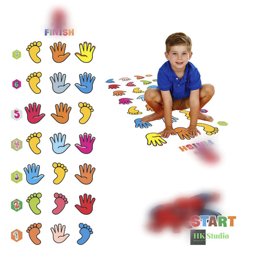 Classroom Decor Sensory Path Decals for Floor & Wall - Hand & Foot Hopscotch Floor Stickers for Boosting Gross Motor Skills