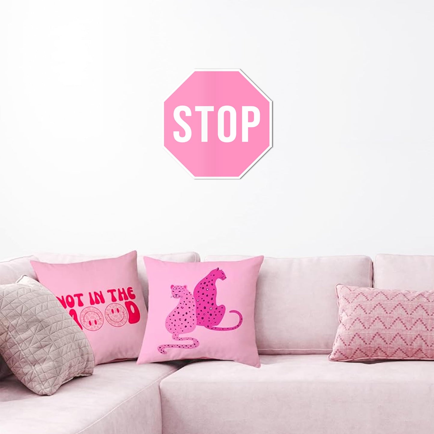 Pink Room Decor for Teen Girls - Pink Stop Sign, Pink Wall Decor