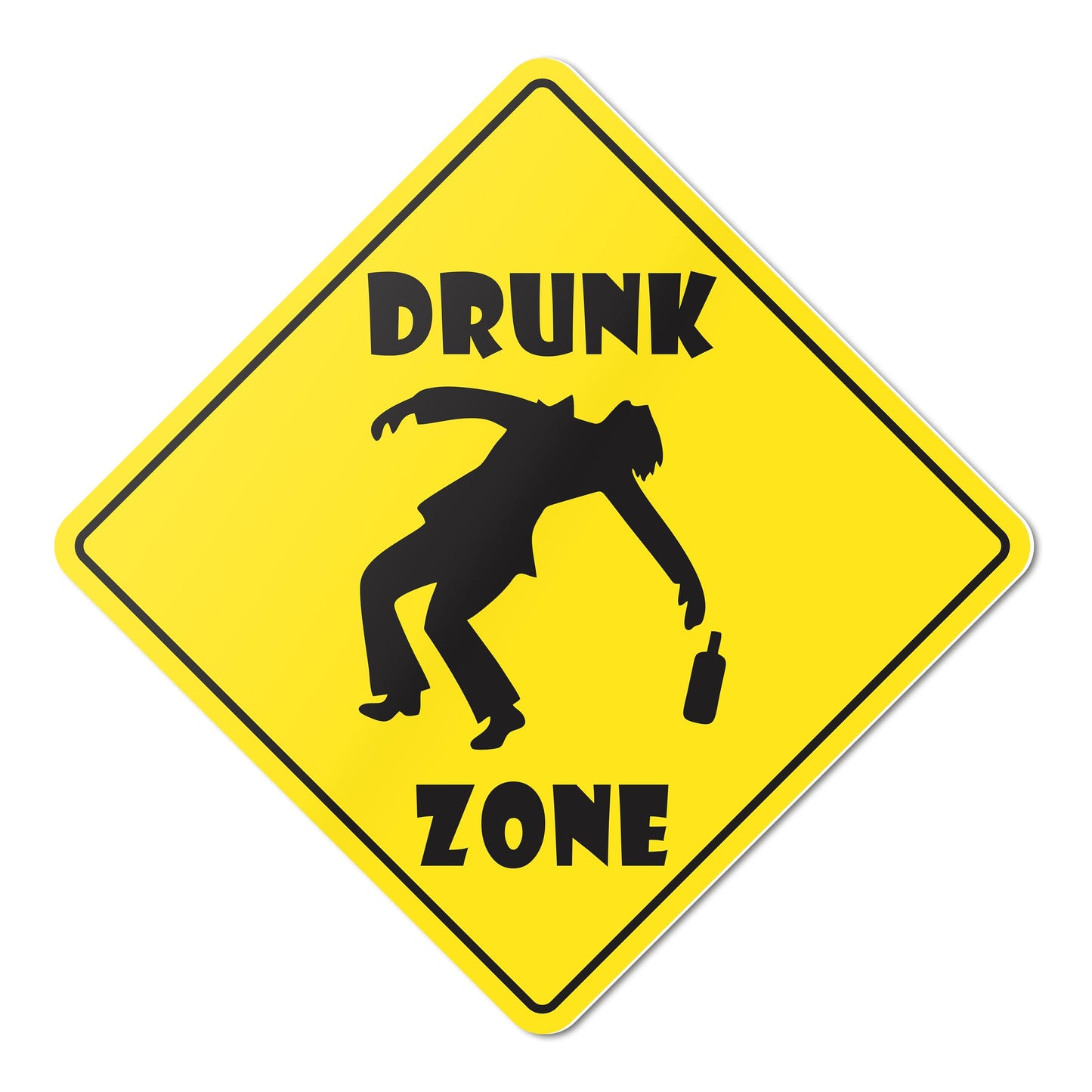 HK Studio Funny Street Sign for Man Cave 11" x 11" - Drunk Zone Bar Decor, Dorm Decor, Hippie Room Decor Aesthetic, Funky Decor