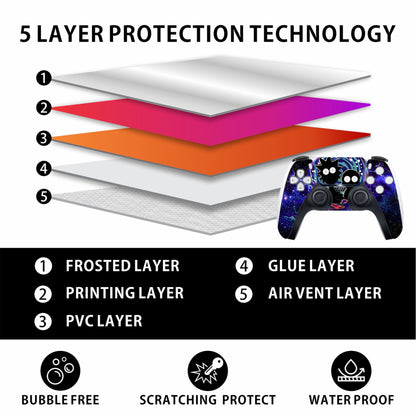 Skin Sticker for Game Console 5 Cover - Magic Portal, Compatible with Both Disc Edition & Digital Edition (not Slim Ver) - 2 Controller Skins & Console Skin - No Bubble, Full Protection, Removable