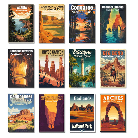 HK Studio National Park Posters Travel Decor - Vintage National Parks Travel Posters