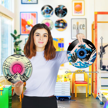 HK Studio Hippie Decor, Posters for Room Aesthetic, Supernatural - Record Decor, Music Themed Party Decorations, 4 Pcs 12"