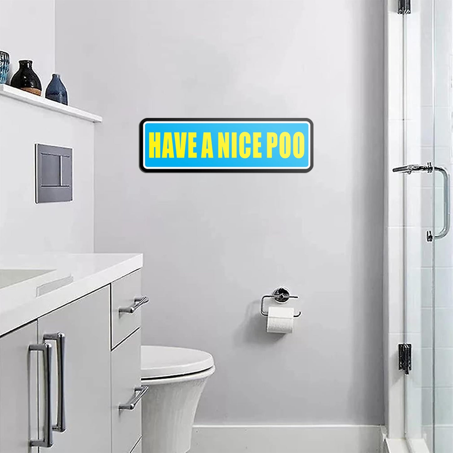 HK Studio Funny Bathroom Sign Toilet Decor 5" x 16" - Have A Nice Po Funny Street Sign for Restroom, Bathroom, Toilet