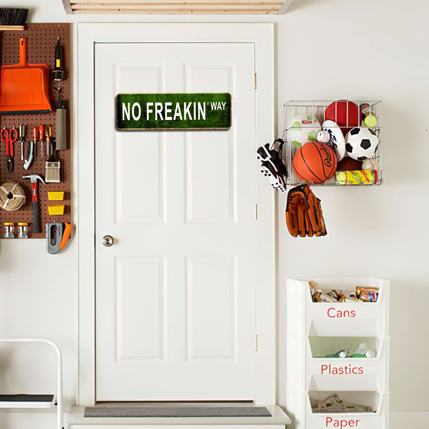 HK Studio Funny Street Sign 6" x 15" - No Freakin' Way Teen Room Decor Aesthetic