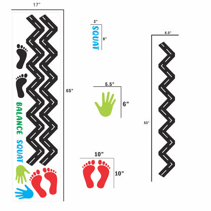 Classroom Decor Sensory Path Decals for Floor & Wall - Dynamic Hand & Foot Walk Path Hopscotch Floor Stickers for Boosting Gross Motor Skills