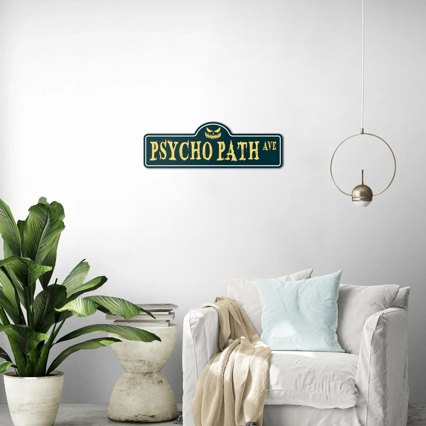 HK Studio Funny Street Sign for Teen Room 5" x 16" - Psycho Path Ave Dorm Decor, Hippie Room Decor Aesthetic, Funky Decor