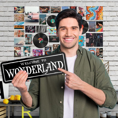 HK Studio Gothic Decor Alice Welcome to Wonderland 5" x 15" - Emo Witch Dark Academia Room Decor Aesthetic