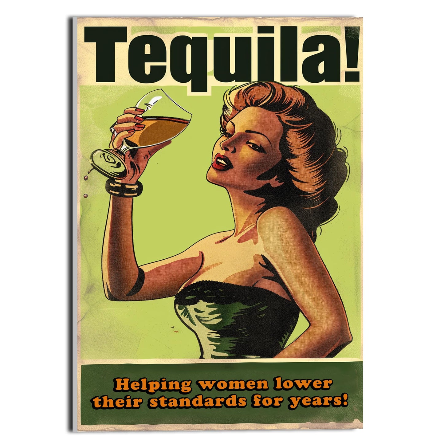 HK Studio Funny Bar Sign - Tequila Helps Woman Lower Standards Bar Decor