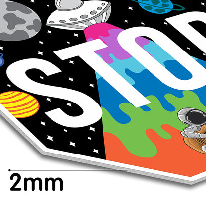 Hippie Decor, Galaxy Stop Sign - Trippy Room Decor, 13" x 13"