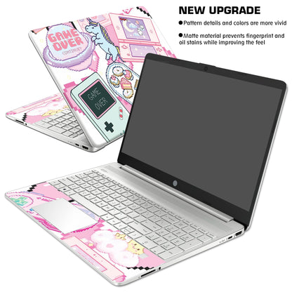 Laptop Skin Decal HP 15.6" - Kawaii Pixel Laptop Cover Sticker No Cutting Required, No Bubble, Waterproof, Scratch Resistant - Including Wide Screen and Wrist Pad