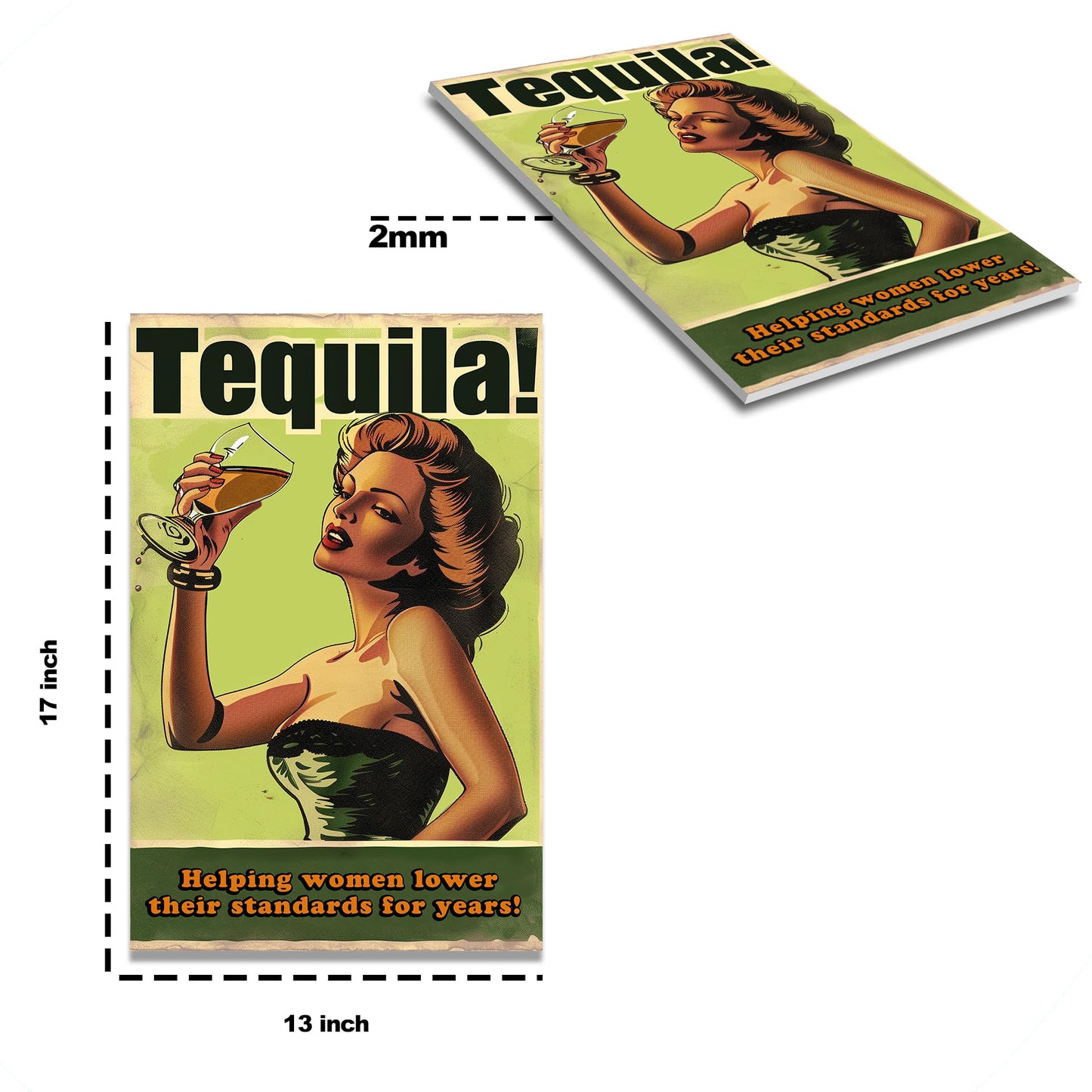 HK Studio Funny Bar Sign - Tequila Helps Woman Lower Standards Bar Decor