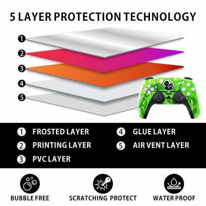Skin Sticker for Game Console 5 Cover - Funny Portal, Compatible with Both Disc Edition & Digital Edition (not Slim Ver) - 2 Controller Skins & Console Skin - No Bubble, Full Protection, Removable