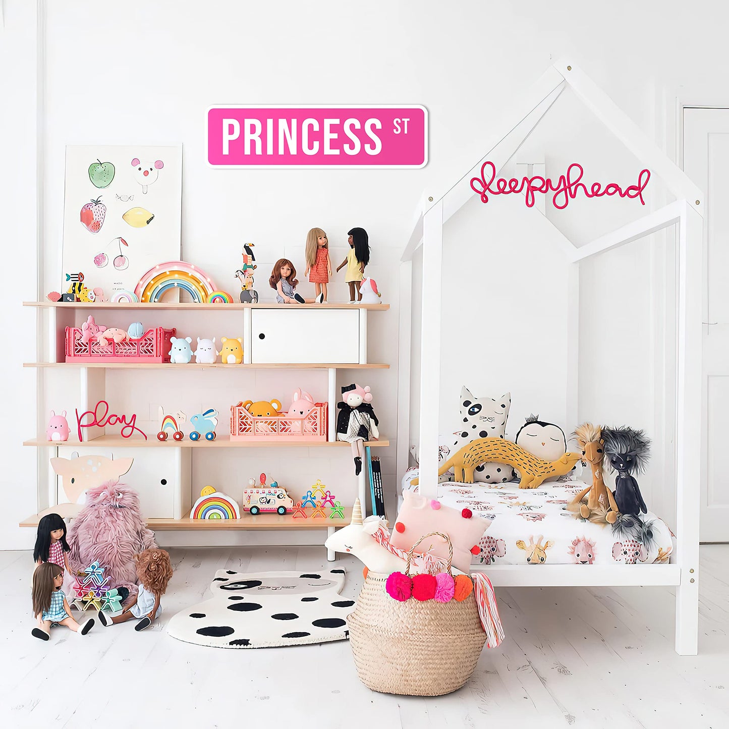 Princess Room Decor for Girls Bedroom - Princess St Pink Room Decor for Little Girls