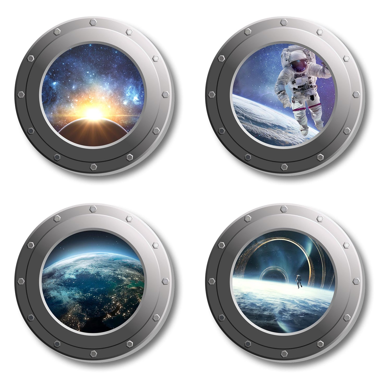 HK Studio Space Decor Astronaut Posters - Spaceship Porthole, Space Decorations, Space Themed Bedroom Decor