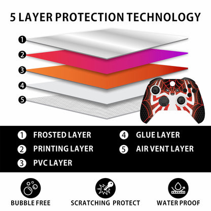 Skin Sticker Compatible with XBX Series X Cover - Spider Art, 2 Controller Skins & Console Skin - No Bubble, Full Protection, Removable