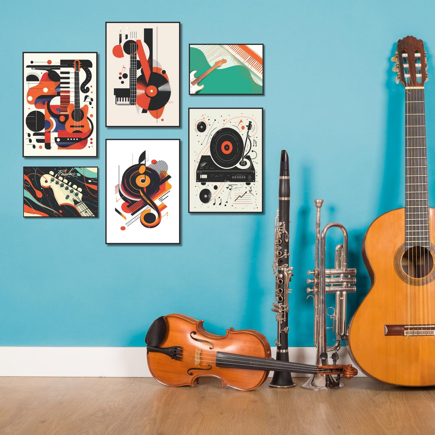 Music Posters Room Decor Aesthetic Pack 6 - Illusion Framed Dorm Decor, Music Room Decor, Teen Room Decor, Cozy Room Decor