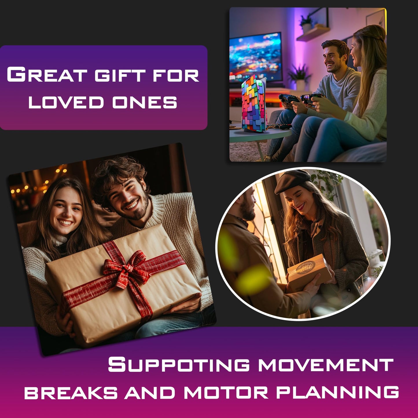 Skin Sticker for Game Console 5 Cover - Puzzle Art, Compatible with Both Disc Edition & Digital Edition (not Slim Ver) - 2 Controller Skins & Console Skin - No Bubble, Full Protection, Removable