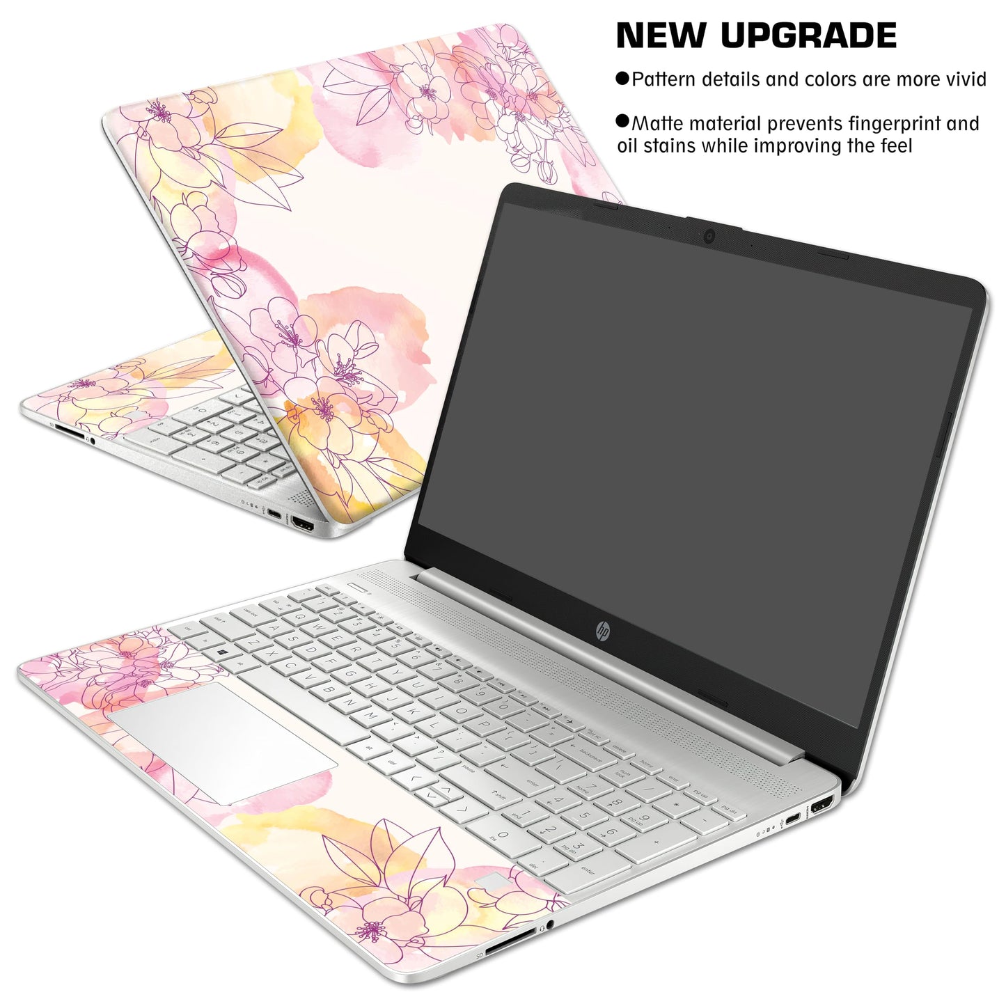 Laptop Skin Decal HP 15.6" - Botanical, Laptop Cover Sticker, No Cutting Required, No Bubble, Waterproof, Scratch Resistant - Including Wide Screen and Wrist Pad