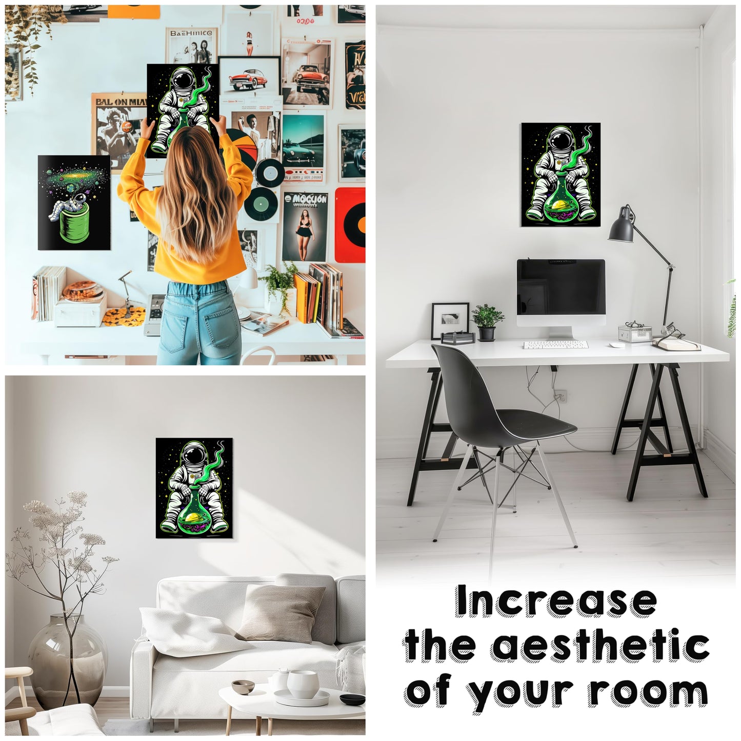 HK Studio Space Decor Astronaut Posters - Hippie Space Decorations, Space Themed Bedroom Decor