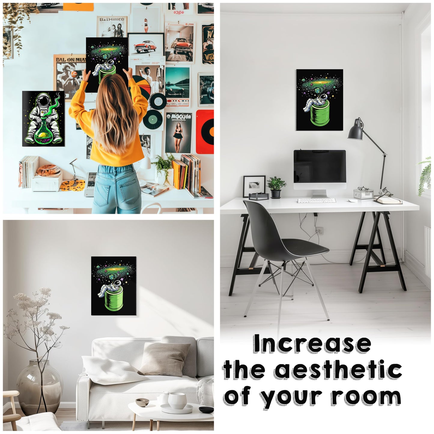 HK Studio Space Decor Astronaut Posters - Hippie Space Decorations, Space Themed Bedroom Decor