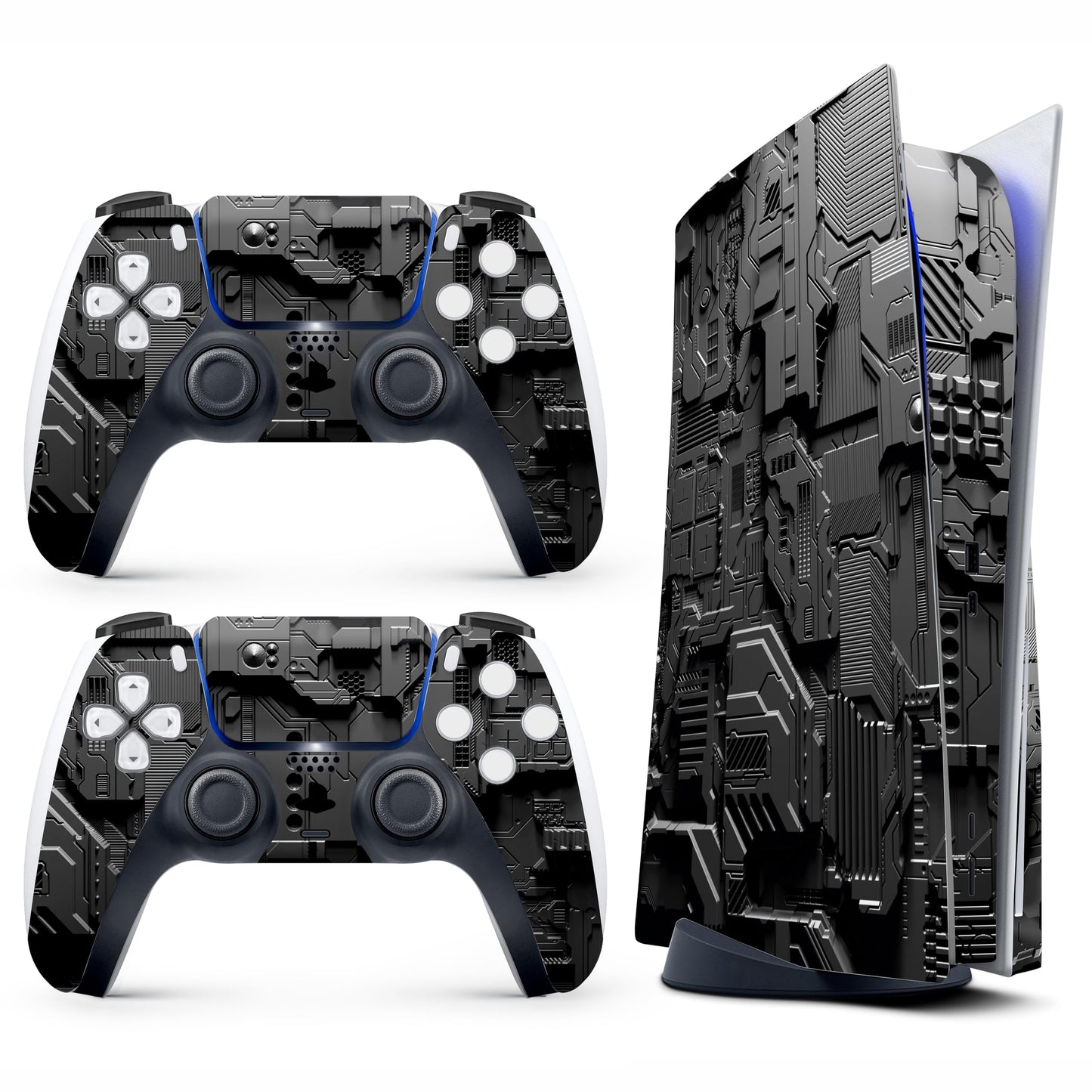 Skin Sticker for Game Console 5 Cover - Cyber Armor, Compatible with Both Disc Edition & Digital Edition (not Slim Ver) - 2 Controller Skins & Console Skin - No Bubble, Full Protection, Removable